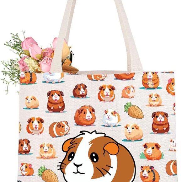 Guinea Pig Tote Bag Reusable Polyester Pet Lover Gift Casual Handbag - Picture 1 of 7